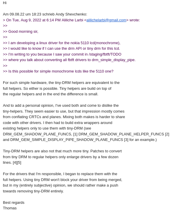 DRM vs Tiny-drm